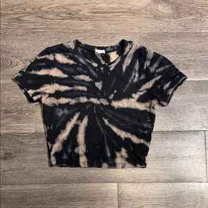 Garage Black and Tan Tie-Dye Crop Top